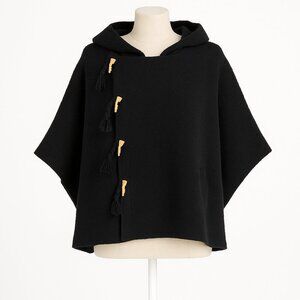 Free People Toggle Poncho Cape Jacket Black One Size Oversized Boho NEW